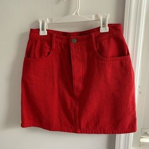 Brandy Melville Red Denim Button Up Skirt